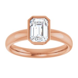 14K rose gold 1 CT Emerald Bezel-Set Solitaire Engagement Ring Setting