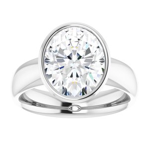 14K white gold 5 CT Oval Bezel-Set Solitaire Engagement Ring Setting