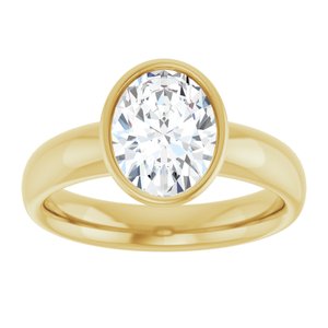 14K yellow gold 1 1/2 CT Oval Bezel-Set Solitaire Engagement Ring Setting