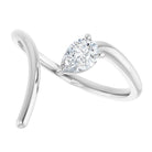 Silver Pear Shaped Diamond Swirl  Ring