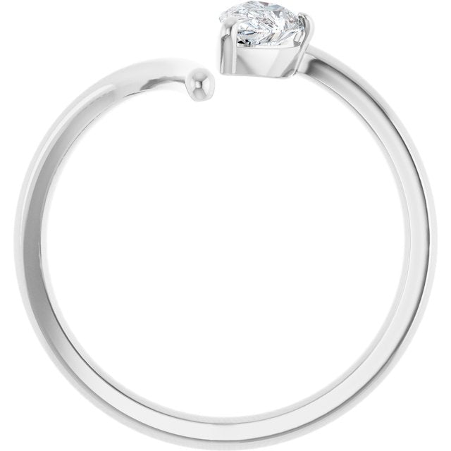 White Gold Pear Shaped Diamond Ring Side View