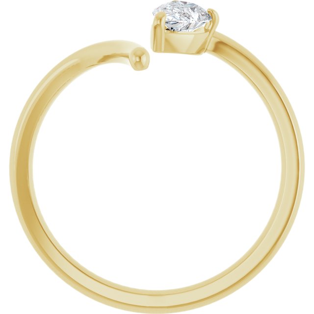 Yellow Gold Pear Shaped Diamond Ring Side View