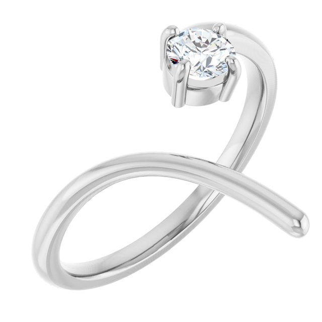 White Gold Round Shaped Diamond Swirl  Ring