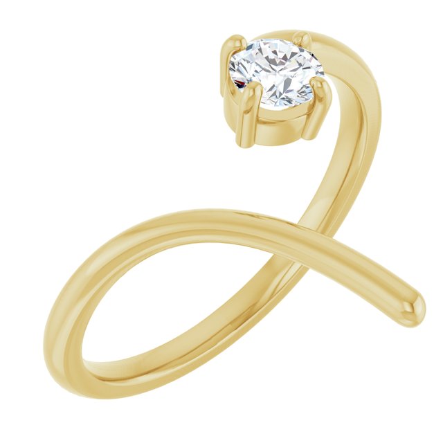 Yellow Gold Round Shaped Negative Space Diamond Ring