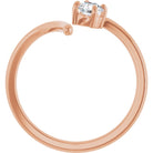 Rose Gold Round Shaped Diamond Ring Side View