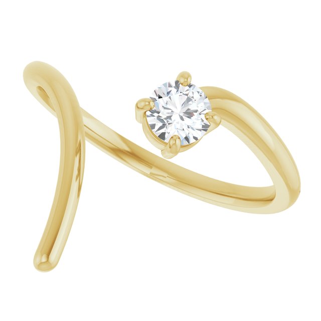 Yellow Gold Round Shaped Negative Space Diamond Ring