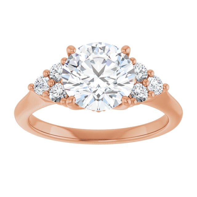 14K rose gold 2 CT Round Diamond Cluster Accent Stone Engagement Ring Setting