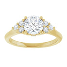 14K yellow gold 1 CT Round Diamond Cluster Accent Stone Engagement Ring Setting