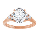 14K rose gold 2 CT Oval Diamond Cluster Accent Stone Engagement Ring Setting