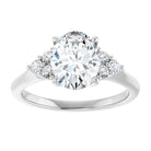 14K white gold 2 CT Oval Diamond Cluster Accent Stone Engagement Ring Setting