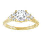 14K yellow gold 1 CT Cushion Diamond Cluster Accent Stone Engagement Ring Setting