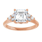 14K rose gold 2 CT Asscher Diamond Cluster Accent Stone Engagement Ring Setting