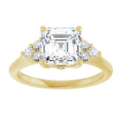 14K yellow gold 2 CT Asscher Diamond Cluster Accent Stone Engagement Ring Setting