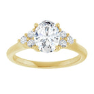 14K yellow gold 1 CT Oval Diamond Cluster Accent Stone Engagement Ring Setting