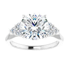 14K white gold 3 CT Round Diamond Cluster Accent Stone Engagement Ring Setting