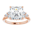 14K rose gold 4 CT Asscher Diamond Cluster Accent Stone Engagement Ring Setting