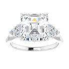 14K white gold 4 CT Asscher Diamond Cluster Accent Stone Engagement Ring Setting