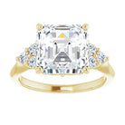 14K yellow gold 4 CT Asscher Diamond Cluster Accent Stone Engagement Ring Setting