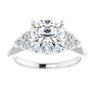 14K white gold 3 CT Cushion Diamond Cluster Accent Stone Engagement Ring Setting