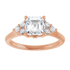 14K rose gold 1 CT Asscher Diamond Cluster Accent Stone Engagement Ring Setting