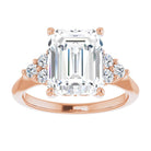 14K rose gold 4 CT Emerald Diamond Cluster Accent Stone Engagement Ring Setting