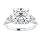 14K white gold 4 CT Cushion Diamond Cluster Accent Stone Engagement Ring Setting