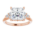 14K rose gold 3 CT Square Diamond Cluster Accent Stone Engagement Ring Setting