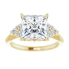 14K yellow gold 3 CT Square Diamond Cluster Accent Stone Engagement Ring Setting