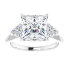 14K white gold 3 CT Square Diamond Cluster Accent Stone Engagement Ring Setting