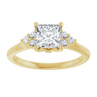 14K yellow gold 1 CT Square Diamond Cluster Accent Stone Engagement Ring Setting