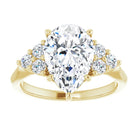 14K yellow gold 3 CT Pear Diamond Cluster Accent Stone Engagement Ring Setting