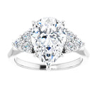 14K white gold 3 CT Pear Diamond Cluster Accent Stone Engagement Ring Setting