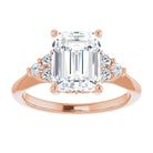 14K rose gold 3 CT Emerald Diamond Cluster Accent Stone Engagement Ring Setting