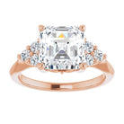 14K rose gold 3 CT Asscher Diamond Cluster Accent Stone Engagement Ring Setting