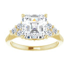 14K yellow gold 3 CT Asscher Diamond Cluster Accent Stone Engagement Ring Setting