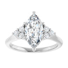 14K white gold 2 CT Marquise Diamond Cluster Accent Stone Engagement Ring Setting