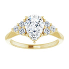 14K yellow gold 2 CT Pear Diamond Cluster Accent Stone Engagement Ring Setting