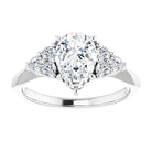 14K white gold 2 CT Pear Diamond Cluster Accent Stone Engagement Ring Setting