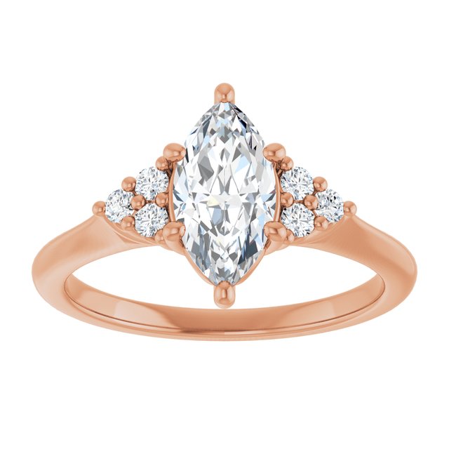 14K rose gold 1 CT Marquise Diamond Cluster Accent Stone Engagement Ring Setting