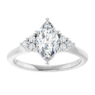 14K white gold 1 CT Marquise Diamond Cluster Accent Stone Engagement Ring Setting