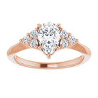 14K rose gold 1 CT Pear Diamond Cluster Accent Stone Engagement Ring Setting