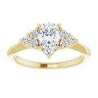 14K yellow gold 1 CT Pear Diamond Cluster Accent Stone Engagement Ring Setting