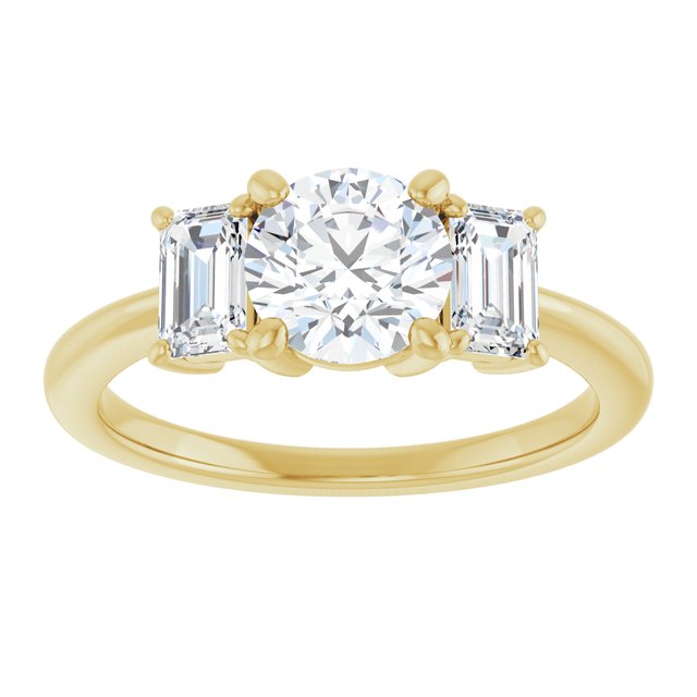 14K Yellow 6.5 mm Round Engagement Ring Mounting 