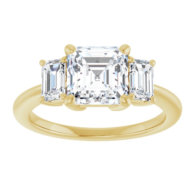 14K Yellow 7x7 mm Asscher Engagement Ring Mounting 