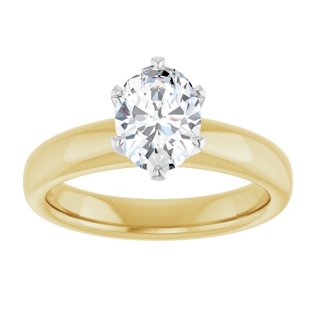 14K yellow/white gold 1 CT Oval Diamond Egagement Ring Setting