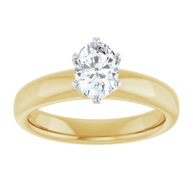 14K yellow/white gold 3/4 CT Oval Diamond Egagement Ring Setting