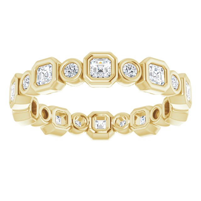 14K yellow gold 3/4 CT Asscher Bezel-set Diamond Eternity Band  