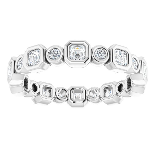 14K white gold 3/4 CT Asscher Bezel-set Diamond Eternity Band  