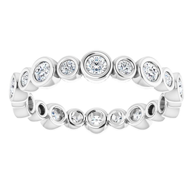 14K white gold 1/2 CT Round Bezel-set Diamond Eternity Band  