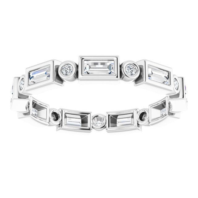 14K white gold 1/2 CT Straight Baguette Bezel-set Diamond Eternity Band  